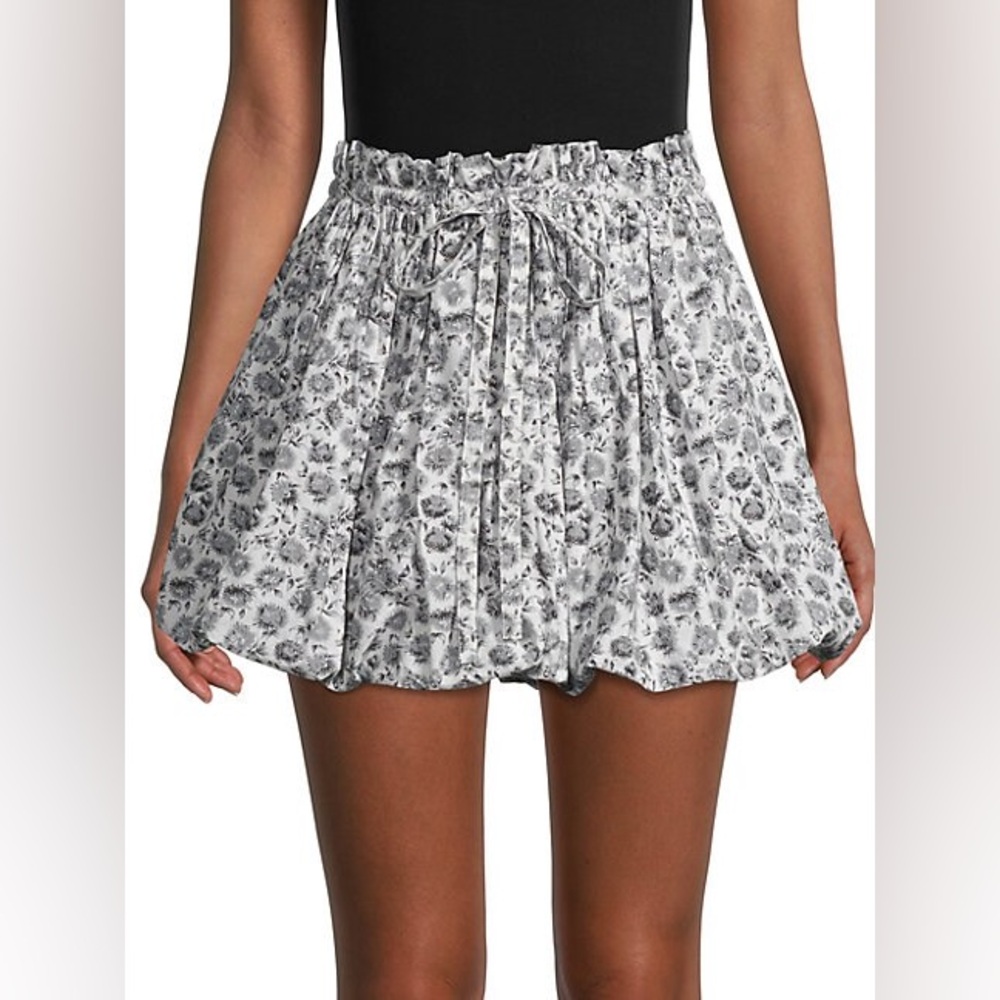 LoveShackFancy Gray Floral Skirt